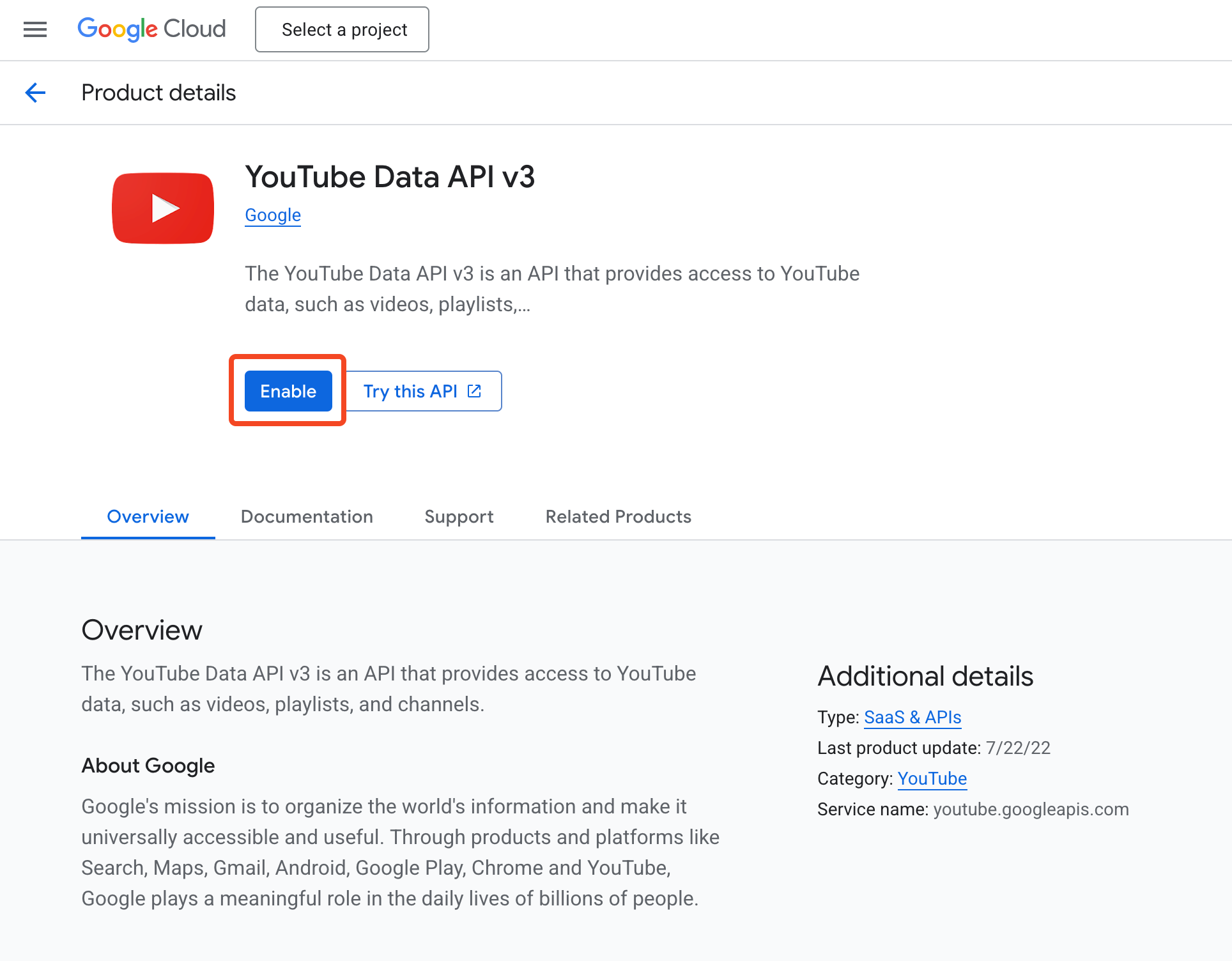 Optional YouTube API setup